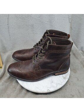 Studio Ink Shoes Mens Size 11 Brown Leather Lace Up Wingtip Boots